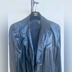 CHANEL Vintage PVC coated Black Raincoat size M